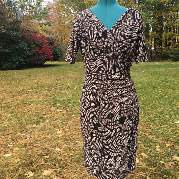 Kasper Dresses & Skirts - KASPER Abstract Geometric Animal Print Faux Wrap